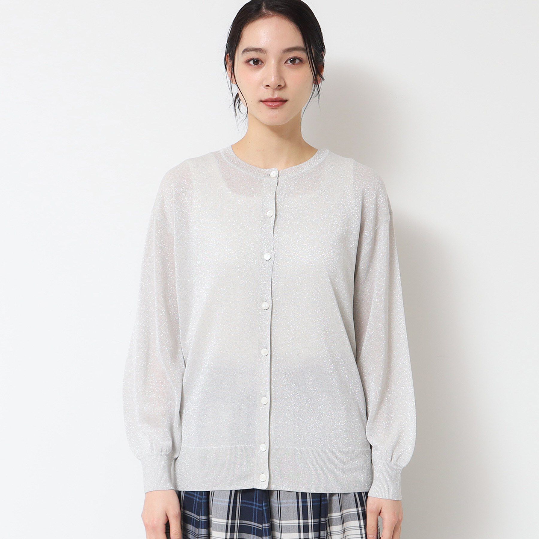 Dessin「【洗える】クルーネックミドル丈ラメカーディガン（S～L）」|カーディガン|