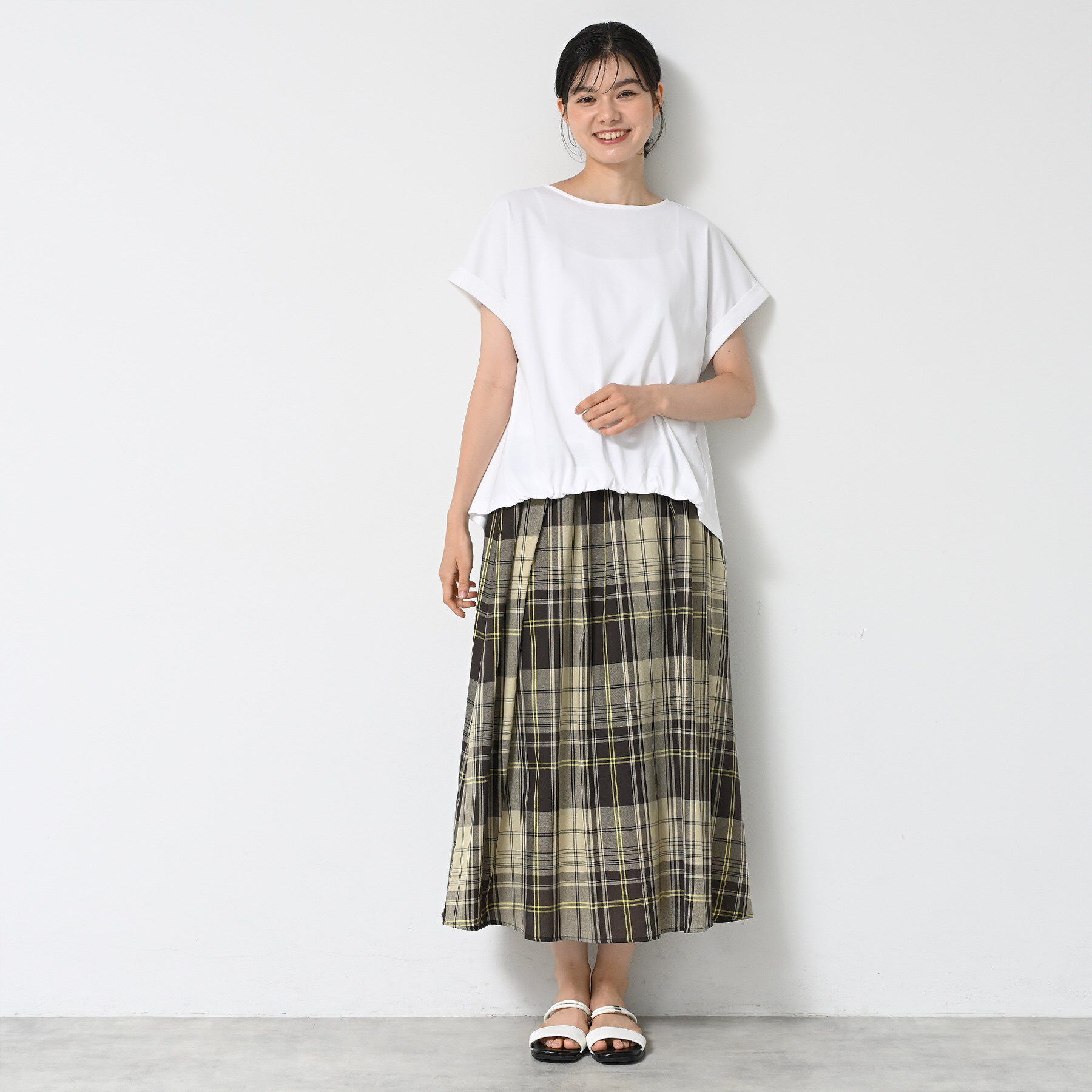 Dessin「【二の腕カバー／UVカット】ロールアップスリーブ裾ギャザーカットソー」|Tシャツ・カットソー|