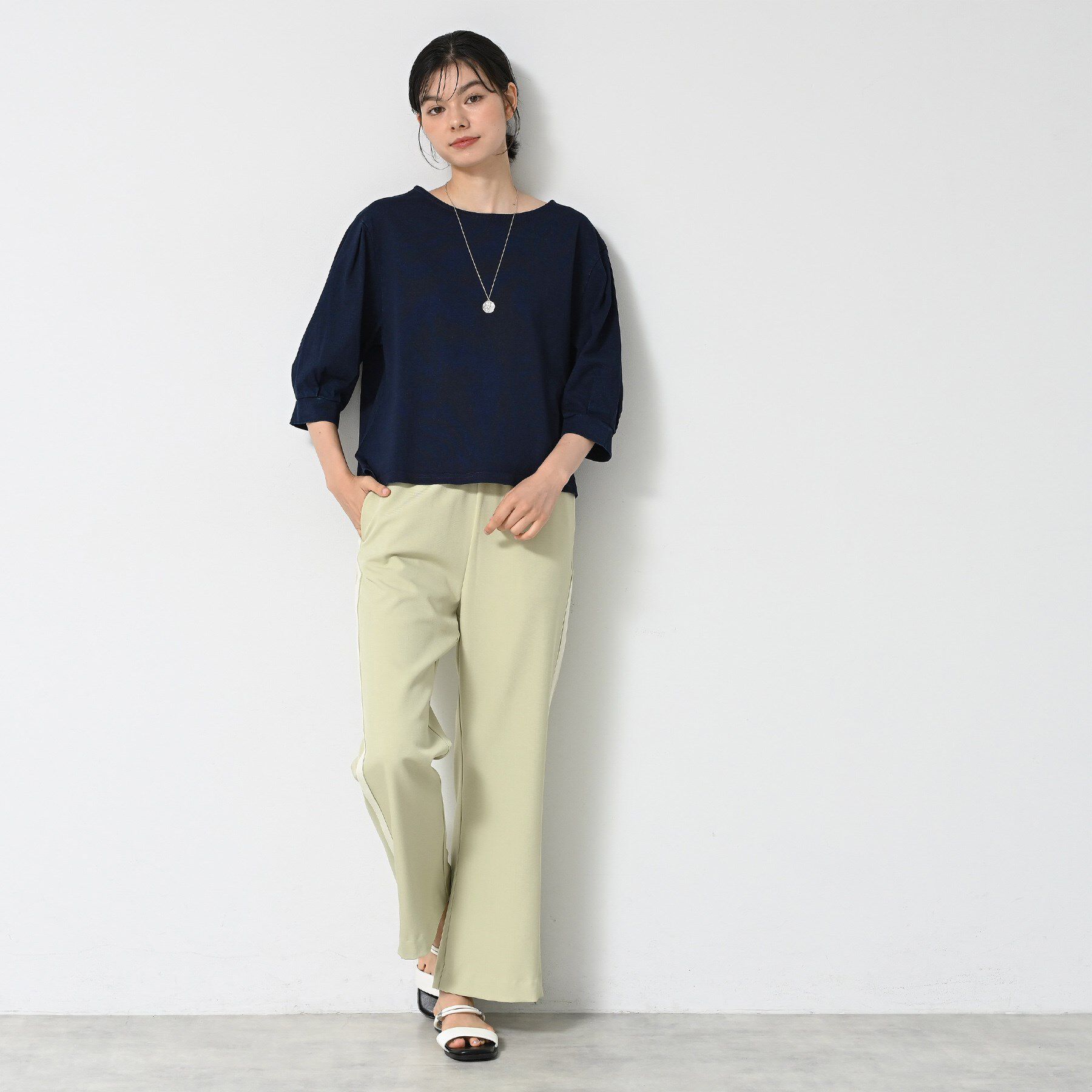 Dessin「【洗える】インディゴ天竺デニム調カットソー」|Tシャツ・カットソー|