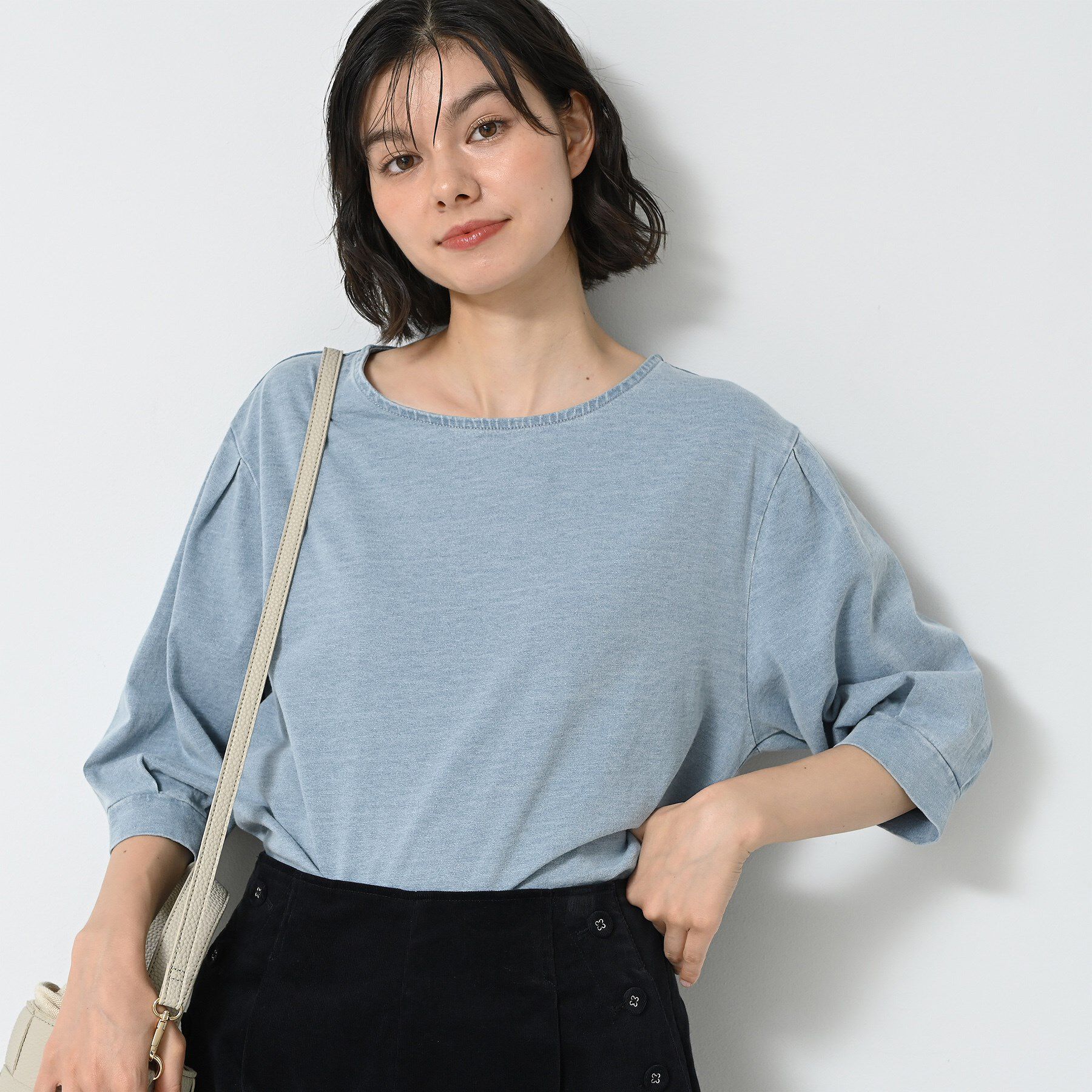 Dessin「【洗える】インディゴ天竺デニム調カットソー」|Tシャツ・カットソー|