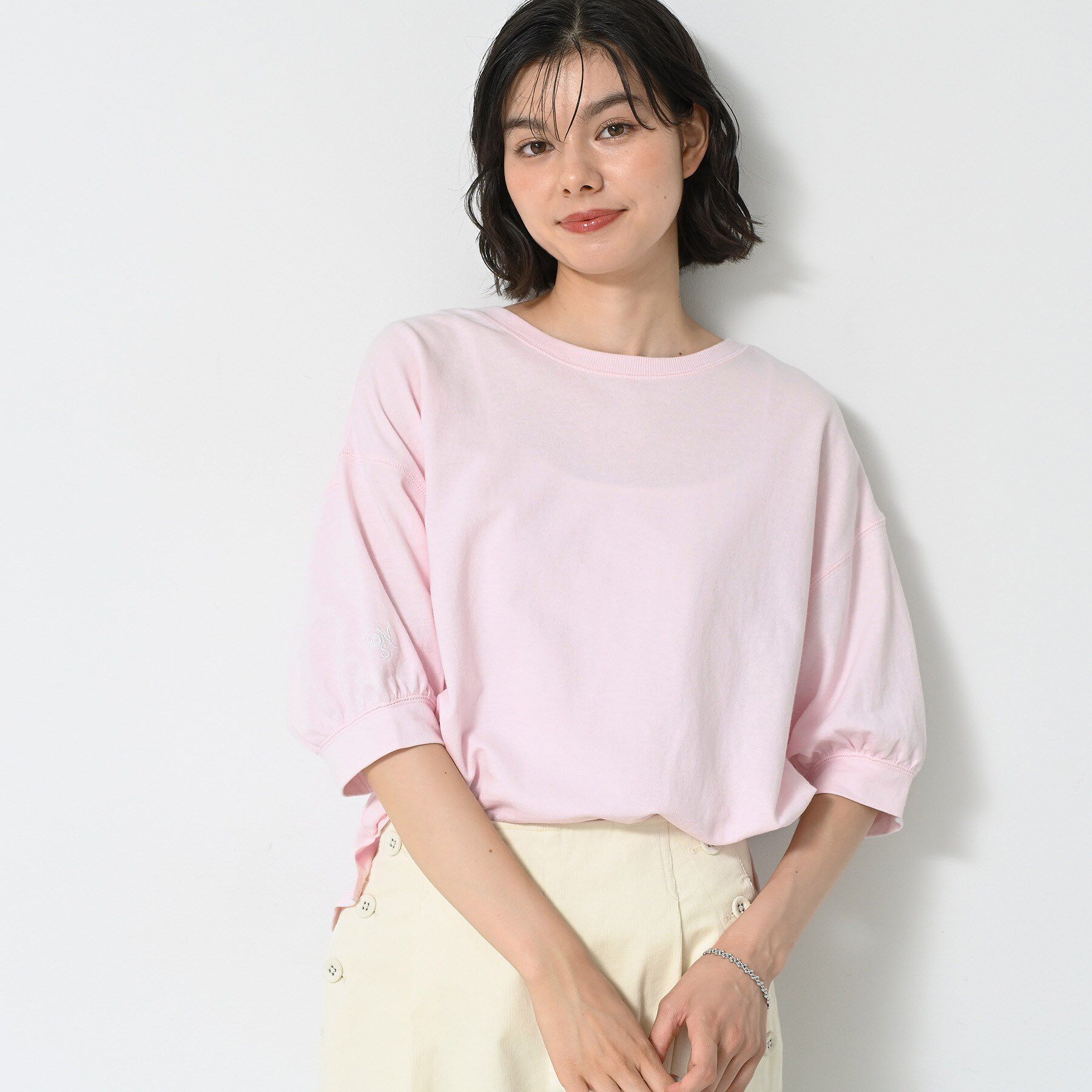 Dessin「【360度可愛い/前後2WAY/洗える】ライトコットンヘンリーカットソー」|Tシャツ・カットソー|