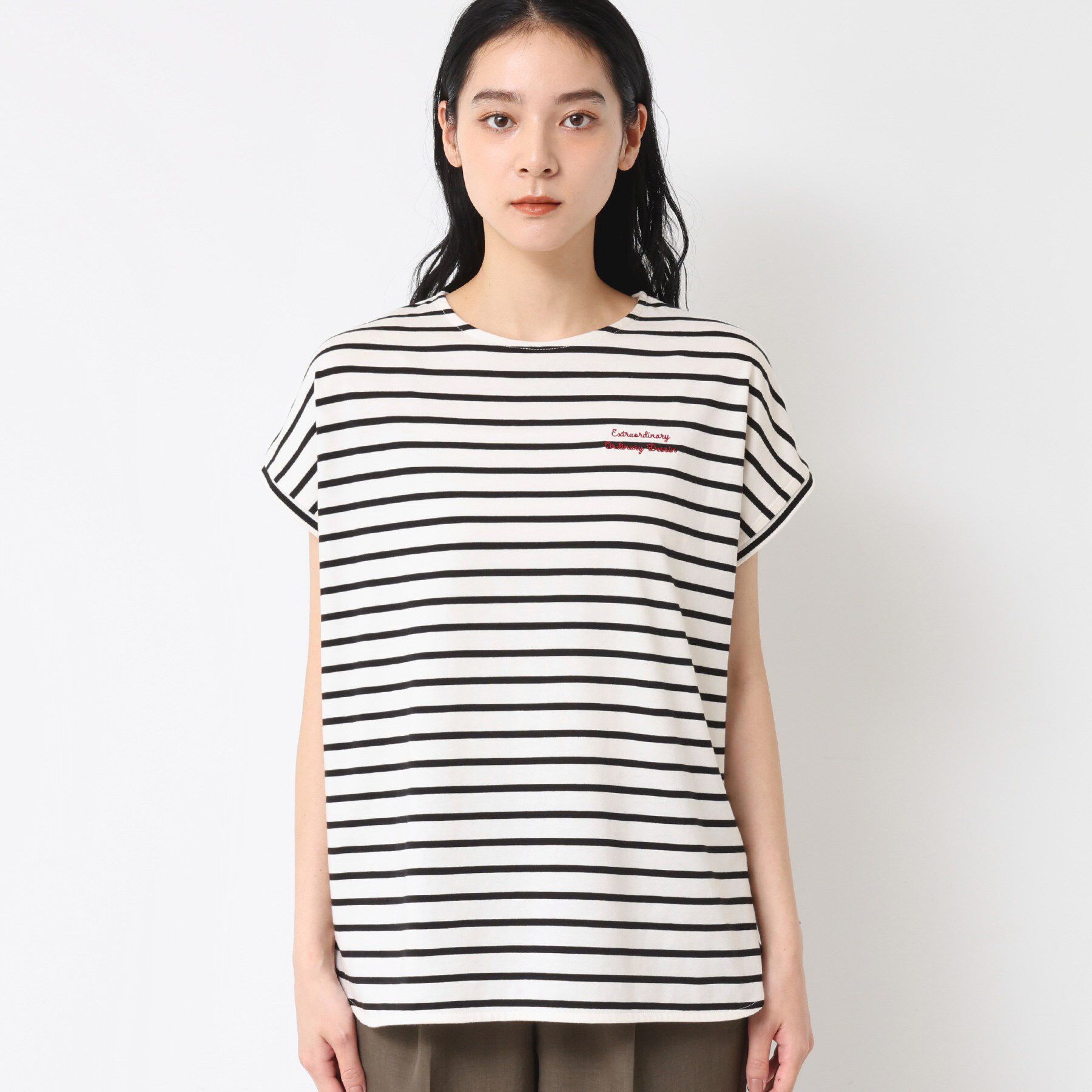 Dessin「【洗える】フレンチスリーブロゴ入りTシャツ」|Tシャツ・カットソー|