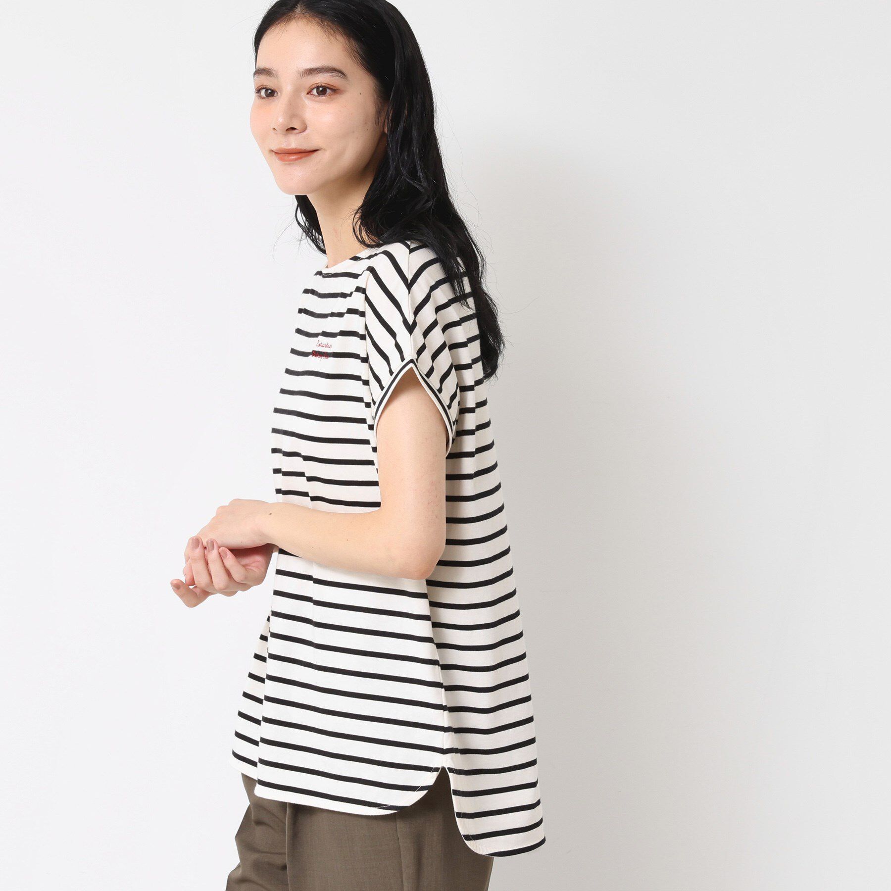 Dessin「【洗える】フレンチスリーブロゴ入りTシャツ」|Tシャツ・カットソー|