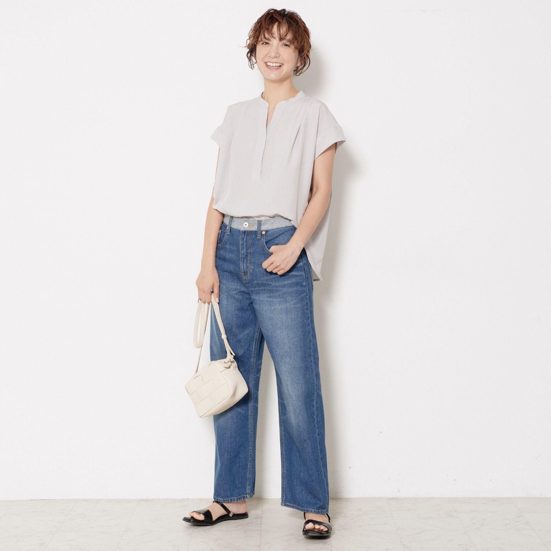 Dessin「【2点セット/ウエストゴム/洗える】スキッパ―シャツ＆ストレートパンツセット」|スーツ|