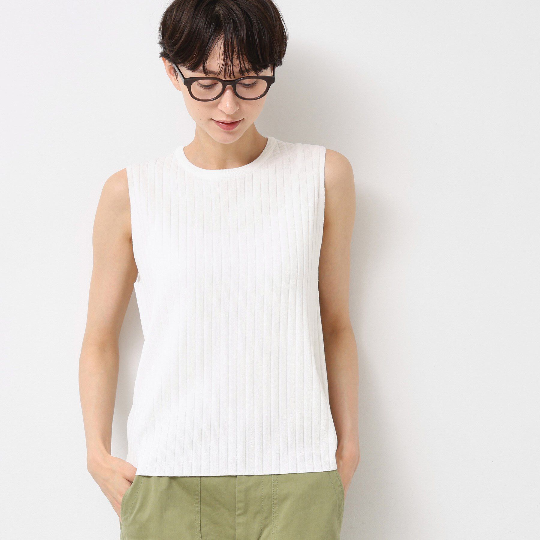 Dessin「【洗える】リブノースリーブニット」|ニット・セーター|