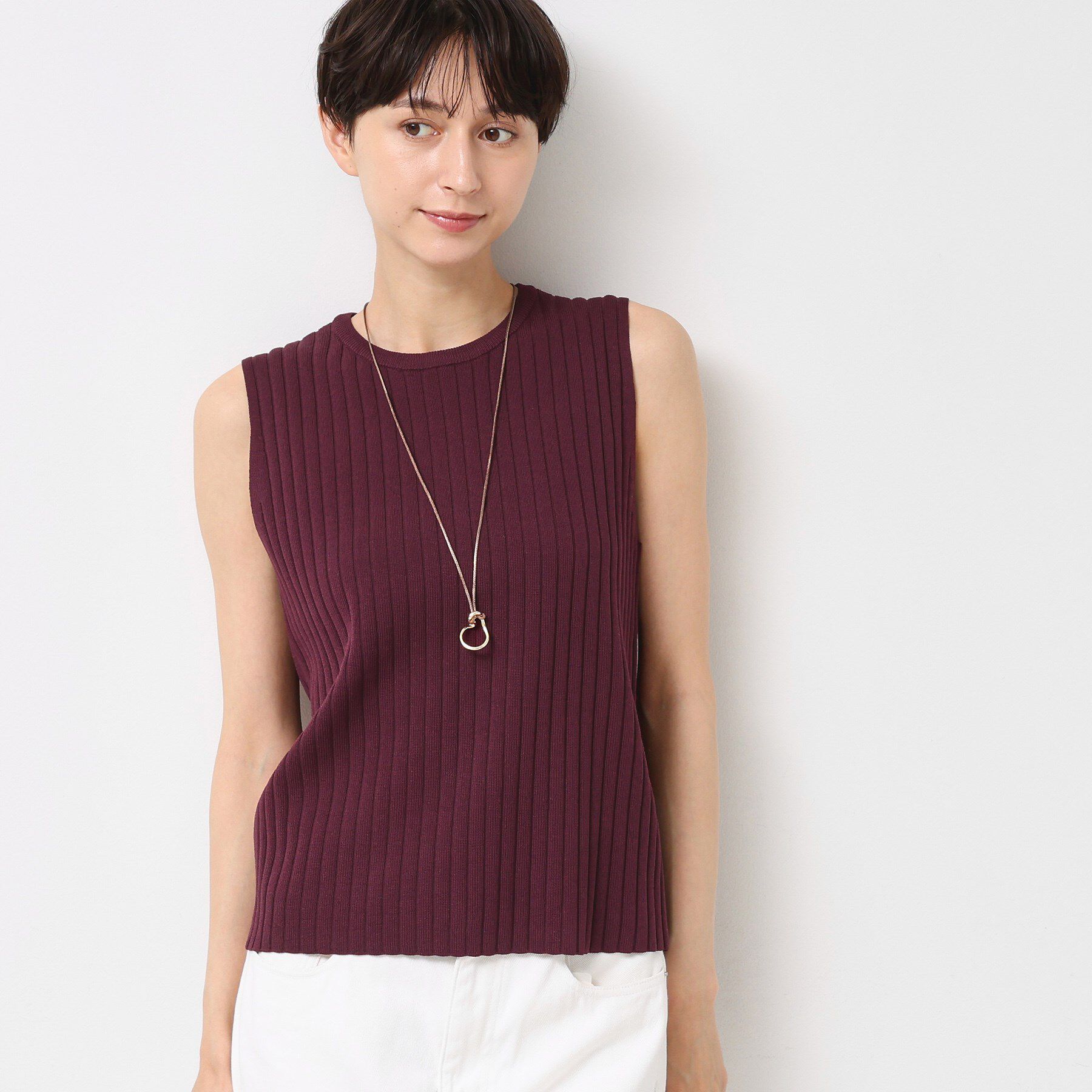 Dessin「【洗える】リブノースリーブニット」|ニット・セーター|