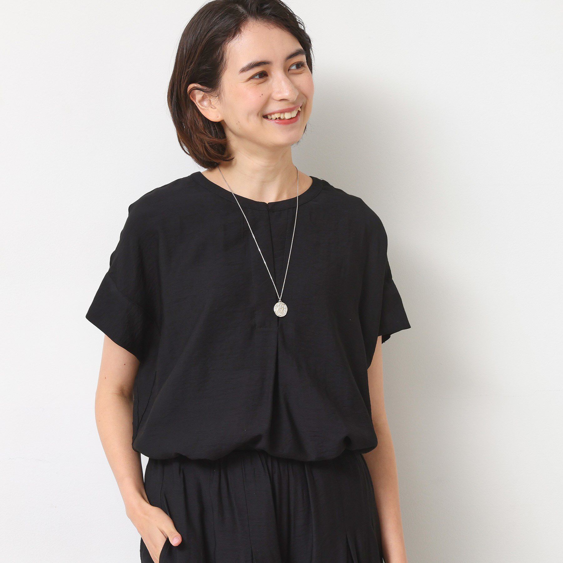 Dessin「【セットアップ可】2WAYネックスキッパーブラウス」|シャツ・ブラウス|ブラック(019)