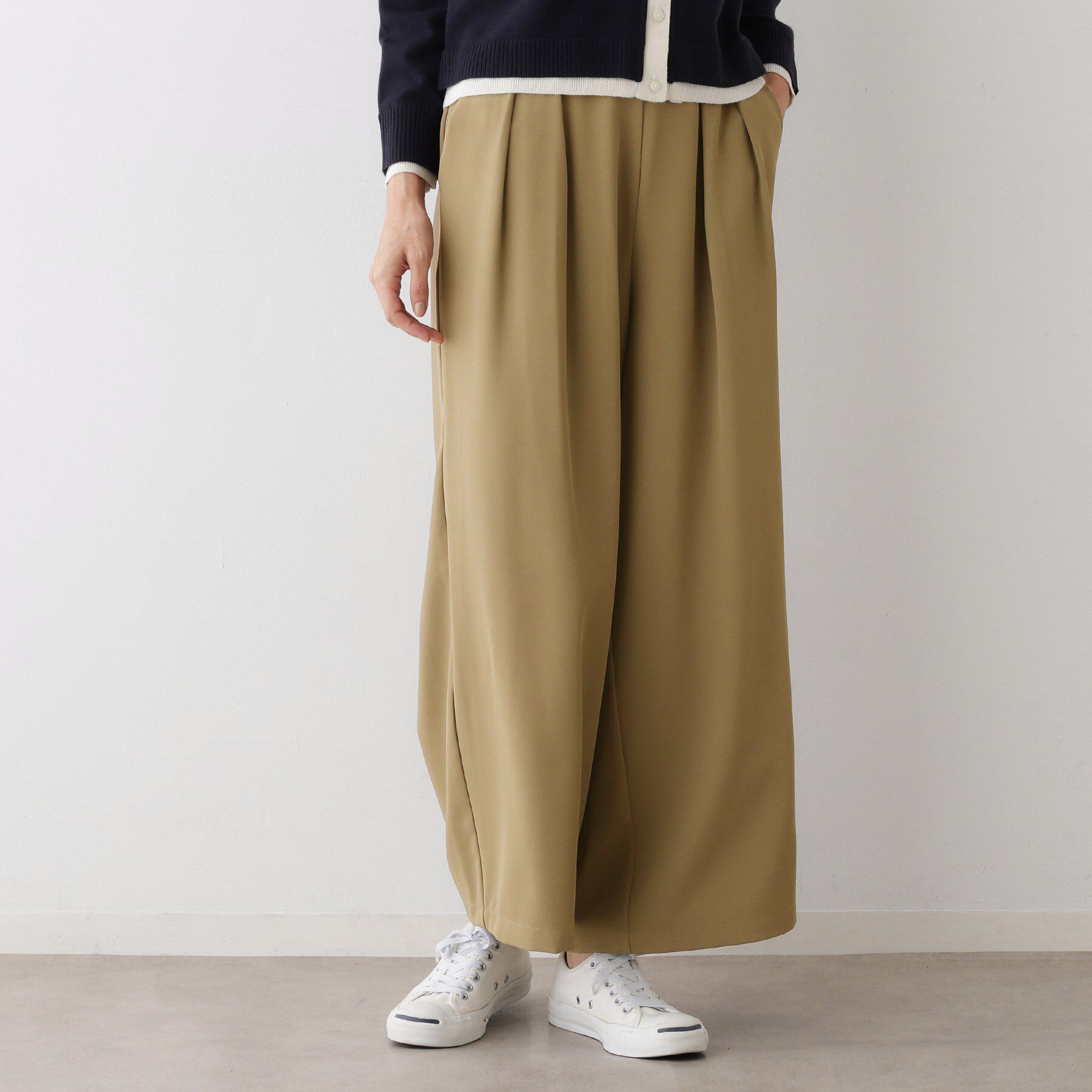 Dessin「【セットアップ可・洗える】ダブルタックワイドパンツ」|その他|ライトベージュ(05