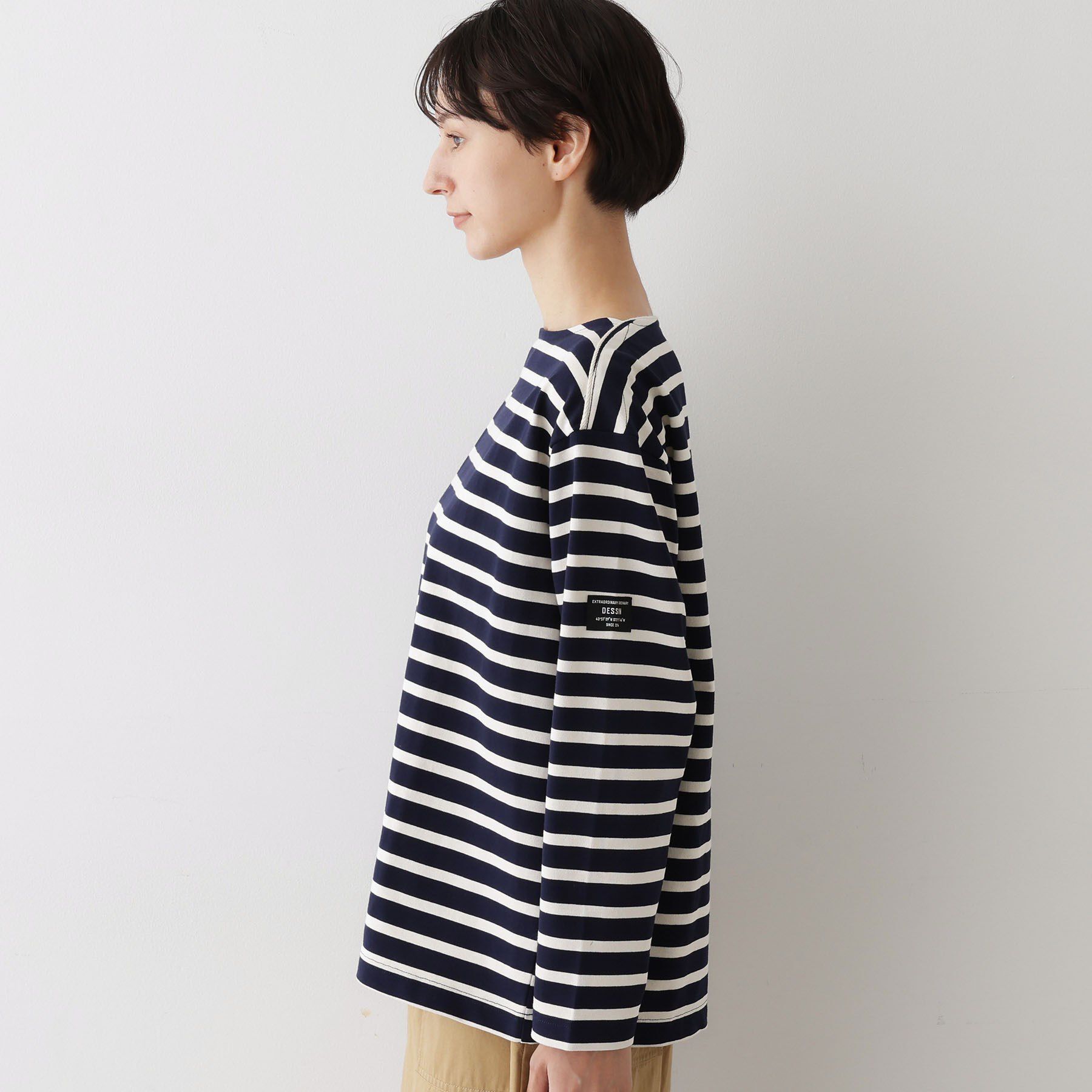 Dessin「【ユニセックス・洗える】ボートネックボーダーカットソー」|Tシャツ・カットソー|