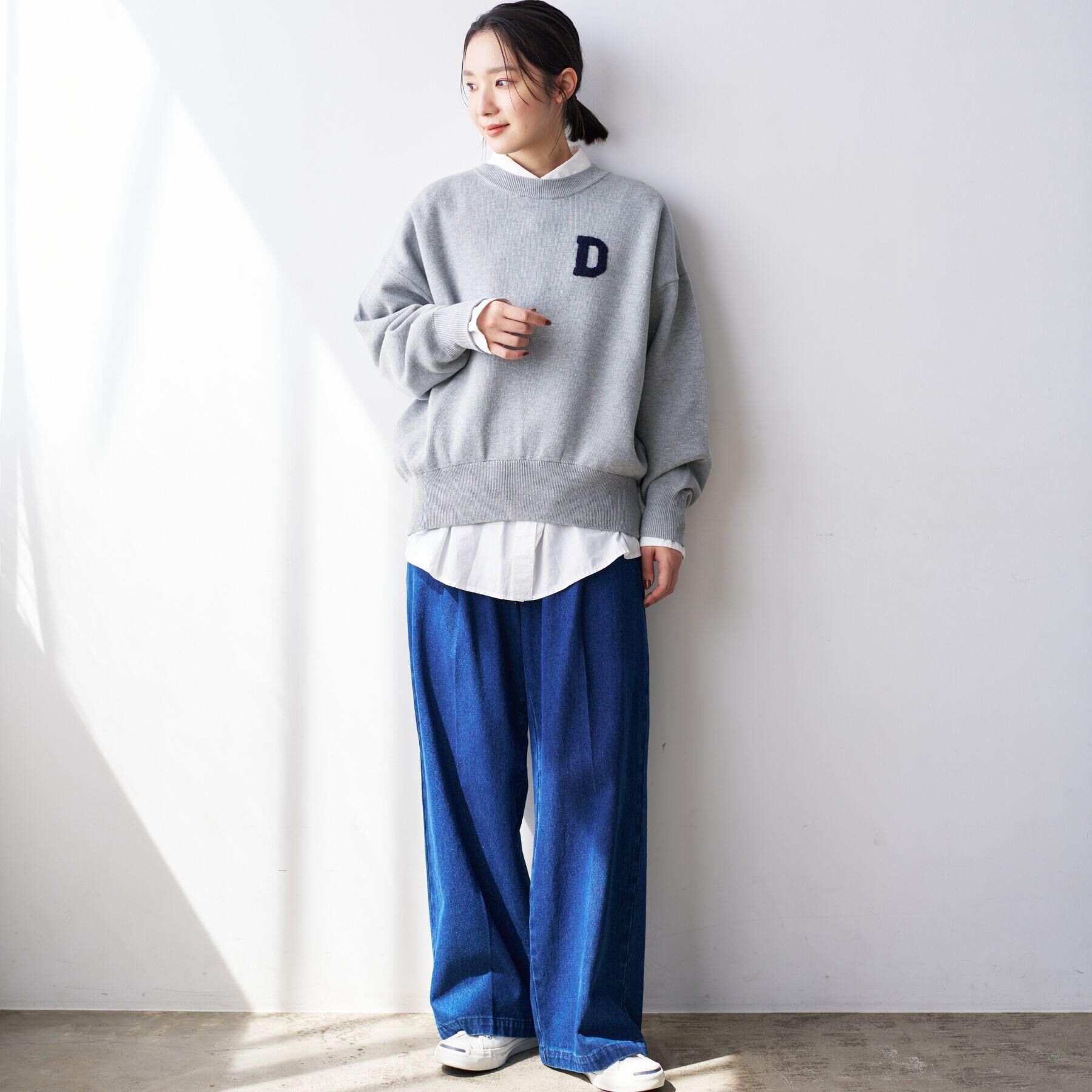 Dessin「【洗える】Dサガラ刺繍ワッペン付きニット」|ニット・セーター|