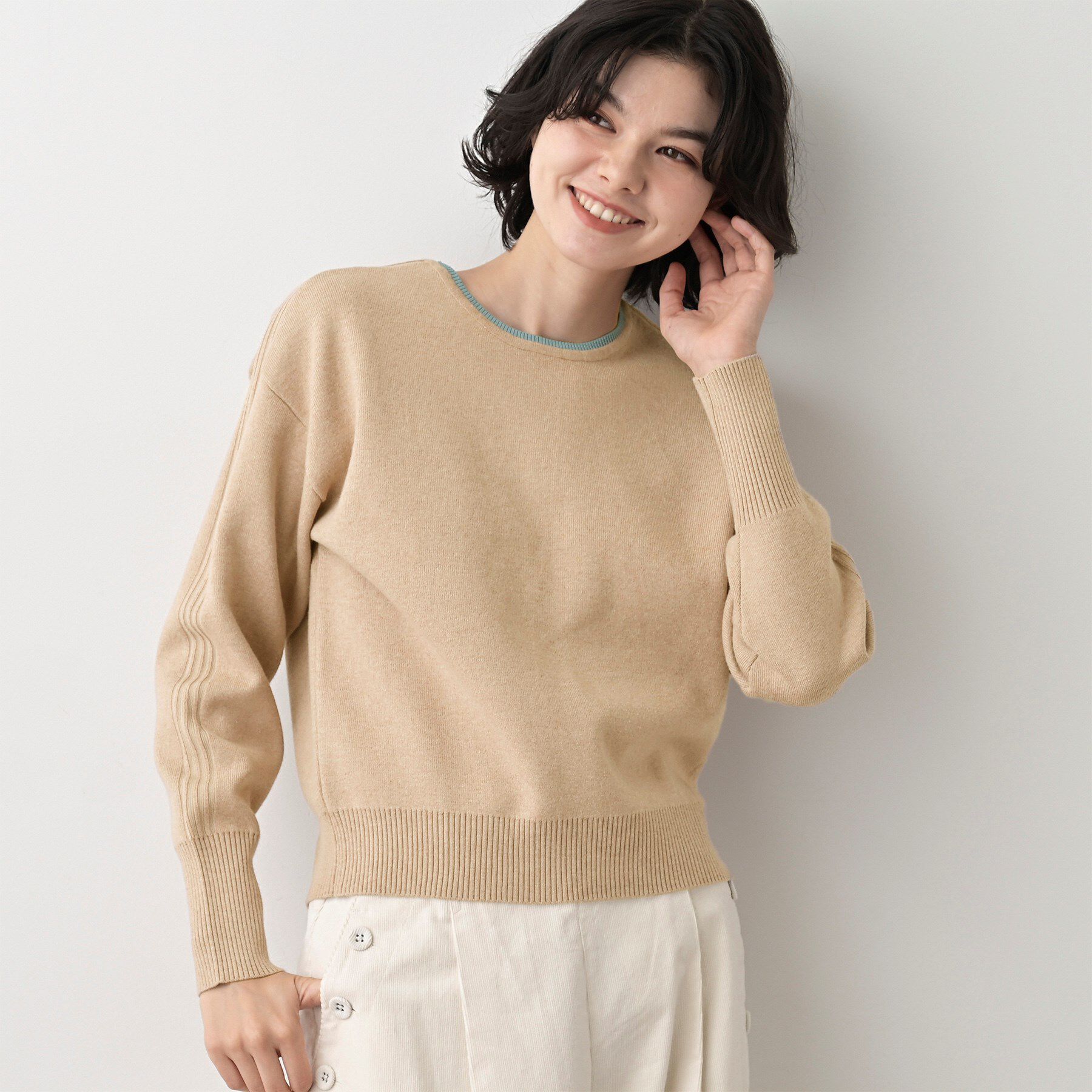 Dessin「【洗える】カシミヤブレンドスウェットライクニット」|ニット・セーター|