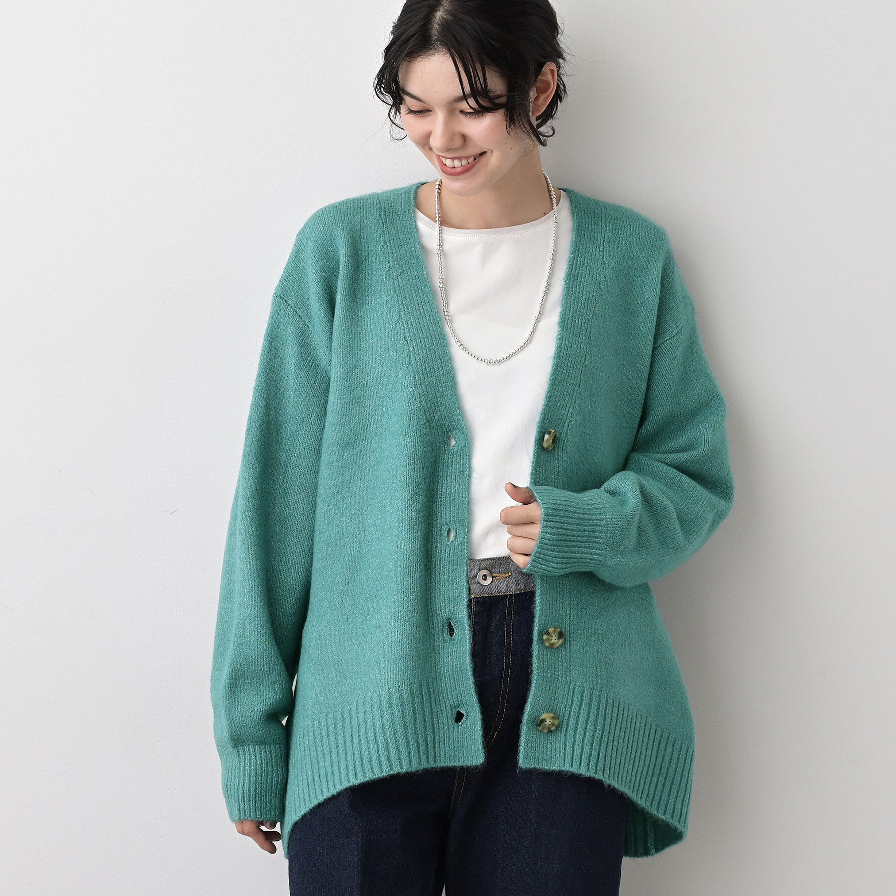 Dessin「【洗える】ウォームソフトカーディガン」|カーディガン|ブルーグリーン(09