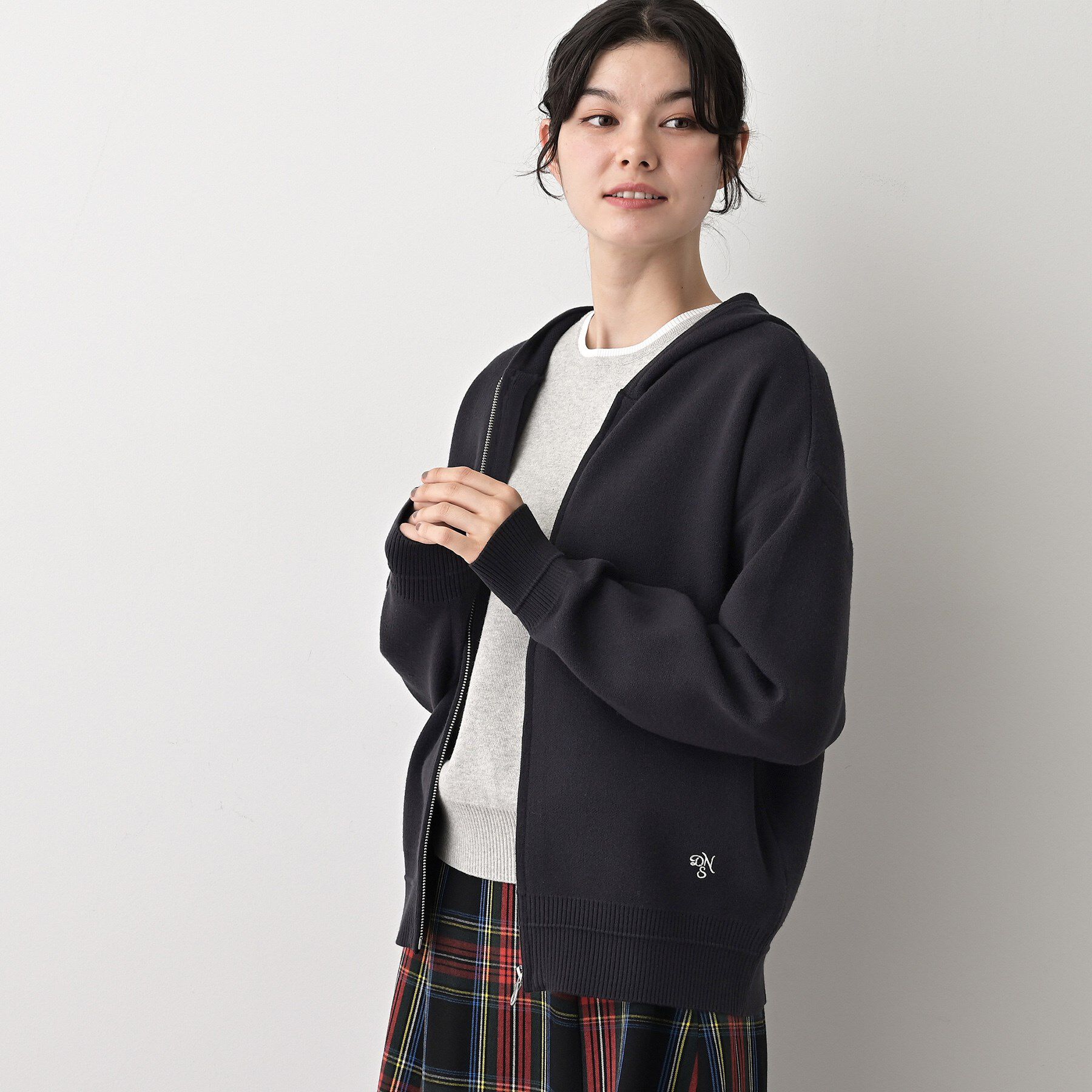 Dessin「【キレイ見え／洗える】ジャカード編みフードジップ」|ニット・セーター|