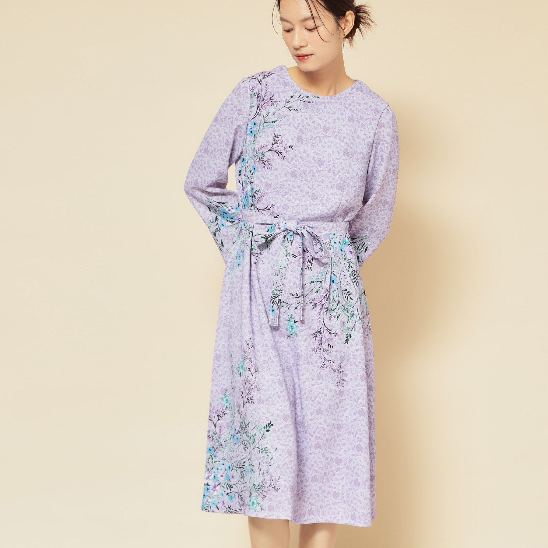 SunaUna「【co creation and yours／SS～L】レースプリント柄ワンピース」|ワンピース|