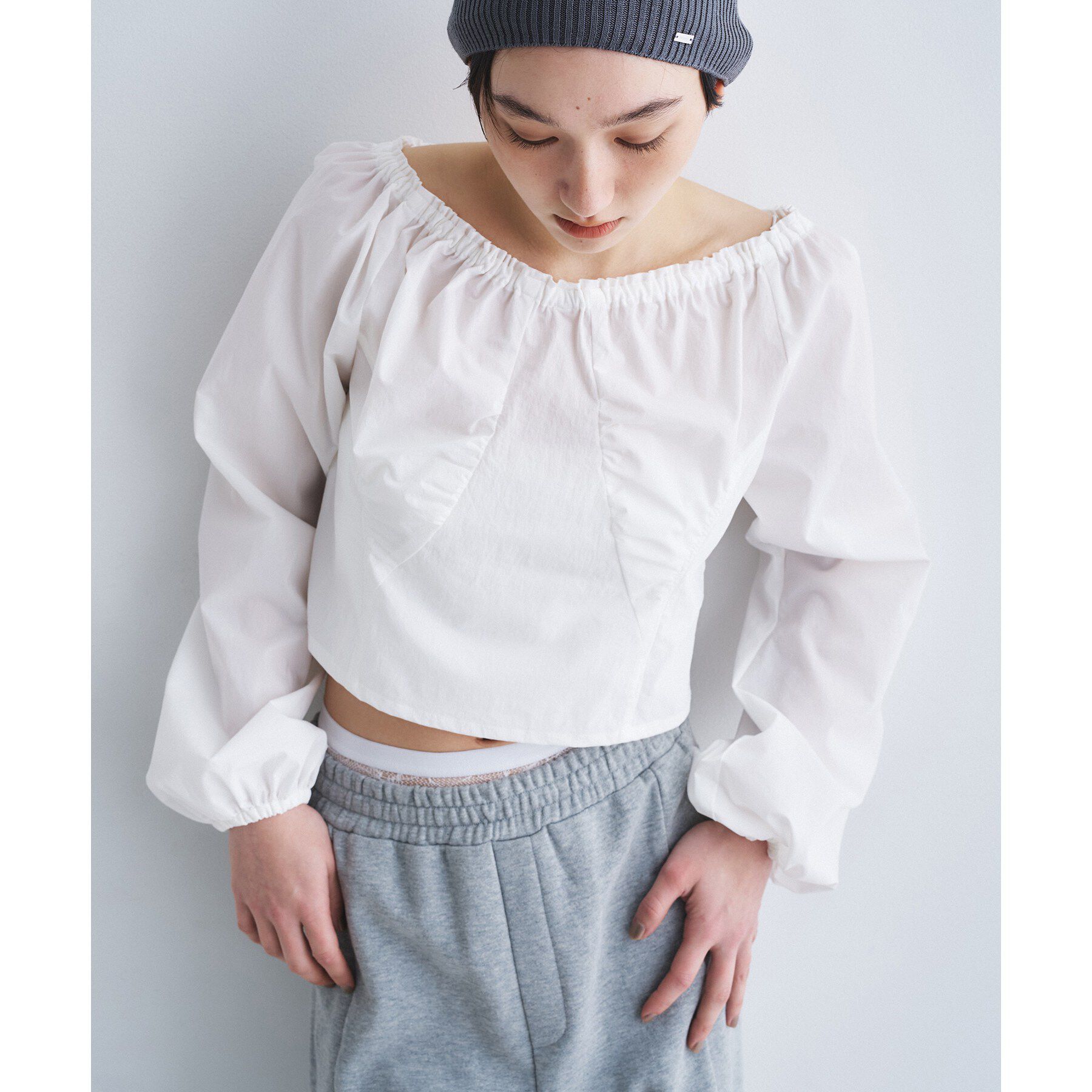 CODE A「belle gather blouse」|シャツ・ブラウス|ホワイト(001)