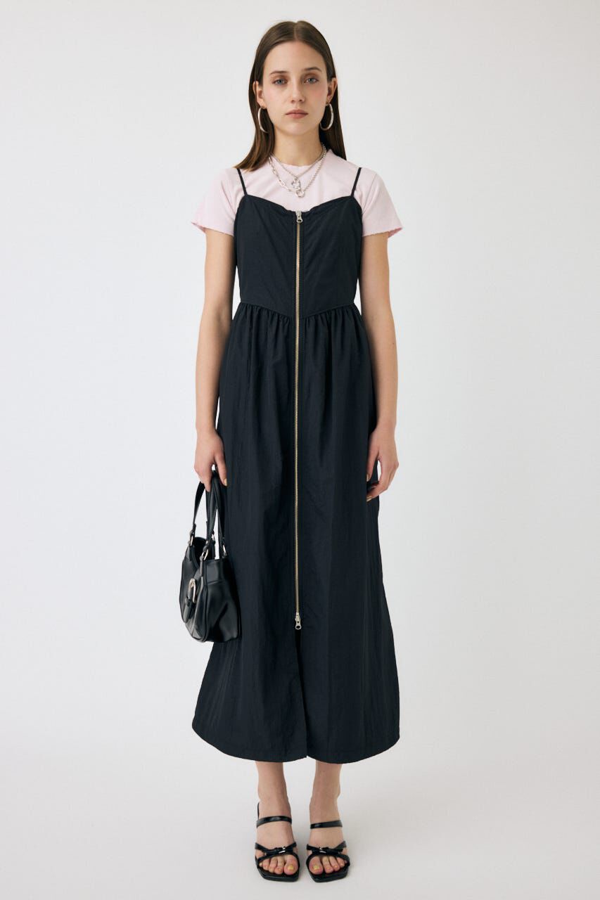 MOUSSY「FRONT ZIP NYLON キャミドレス」|ワンピース|