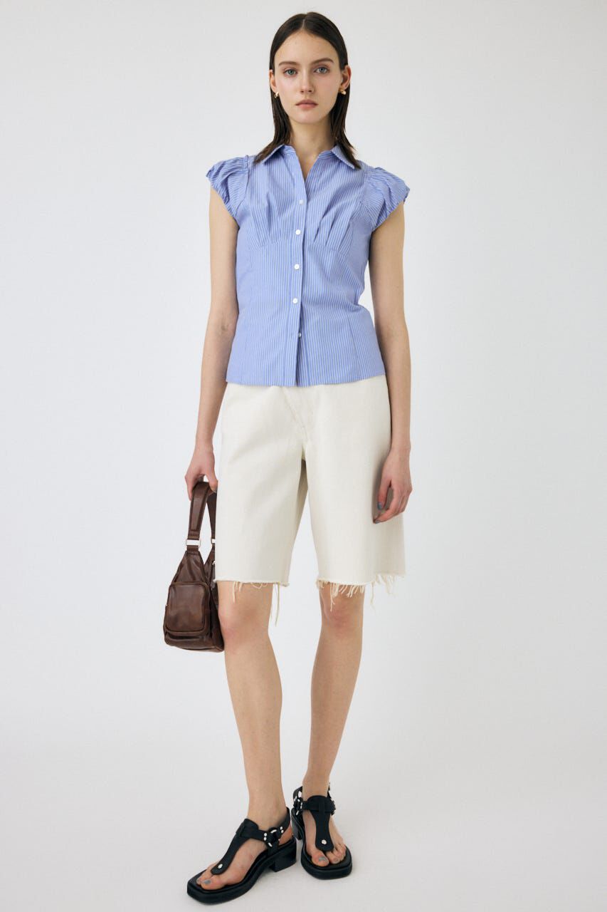 MOUSSY「CROSS WAIST ハーフパンツ」|デニム|