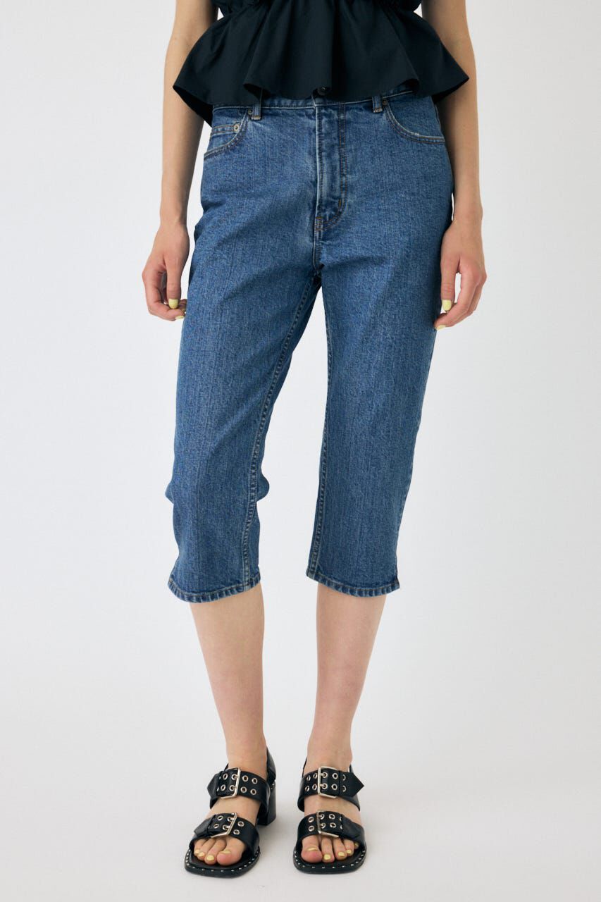 MOUSSY「HEM SLIT カプリ」|デニム|