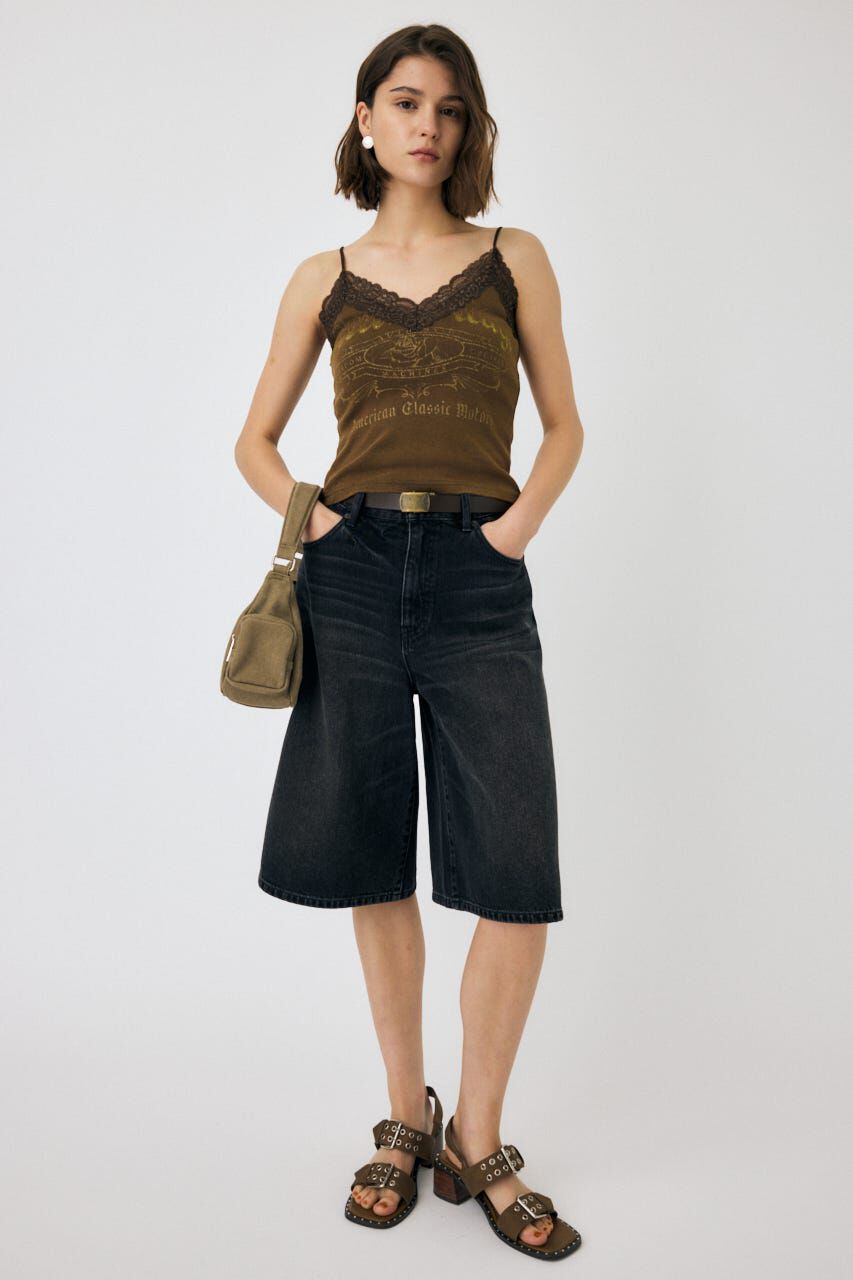 MOUSSY「KNEE LENGTH バミューダパンツ」|デニム|BLK