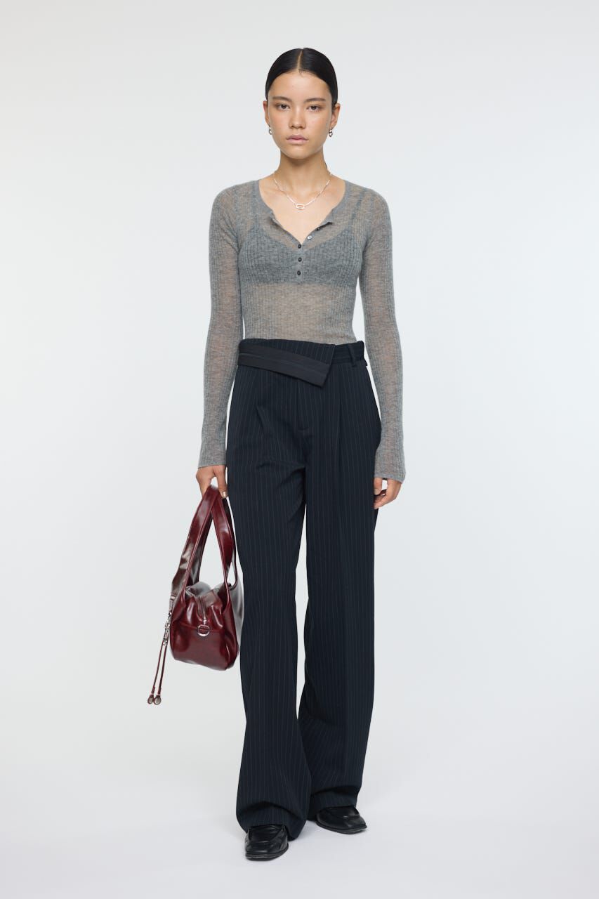 MOUSSY「SHEER HENRY NECK ニットトップス」|ニット・セーター|