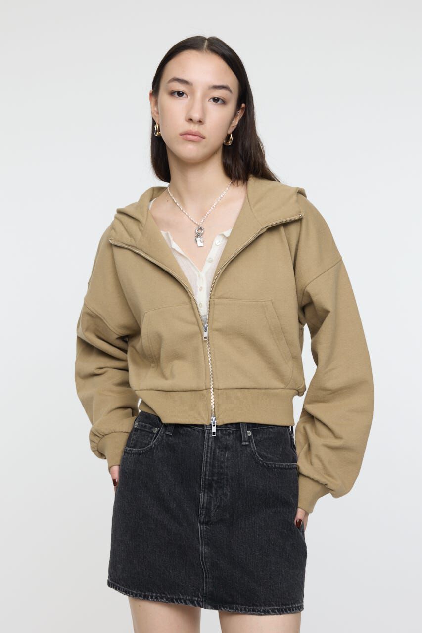MOUSSY「SHORT ZIP UP フーディ」|パーカー|BEG