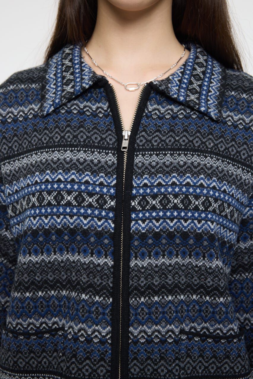 MOUSSY「FAIR ISLE KNIT ジャケット」|カーディガン|