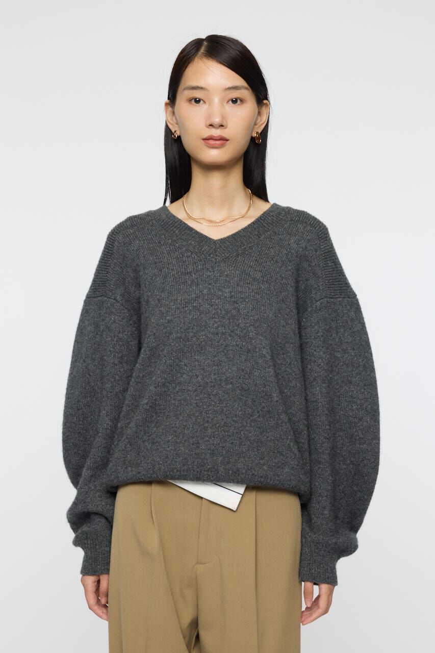 MOUSSY「DOUBLE SHOULDER V/N セーター」|ニット・セーター|C.GRY