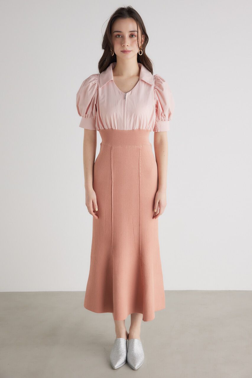 rienda「シャツドッキング Knit OP」|ワンピース|