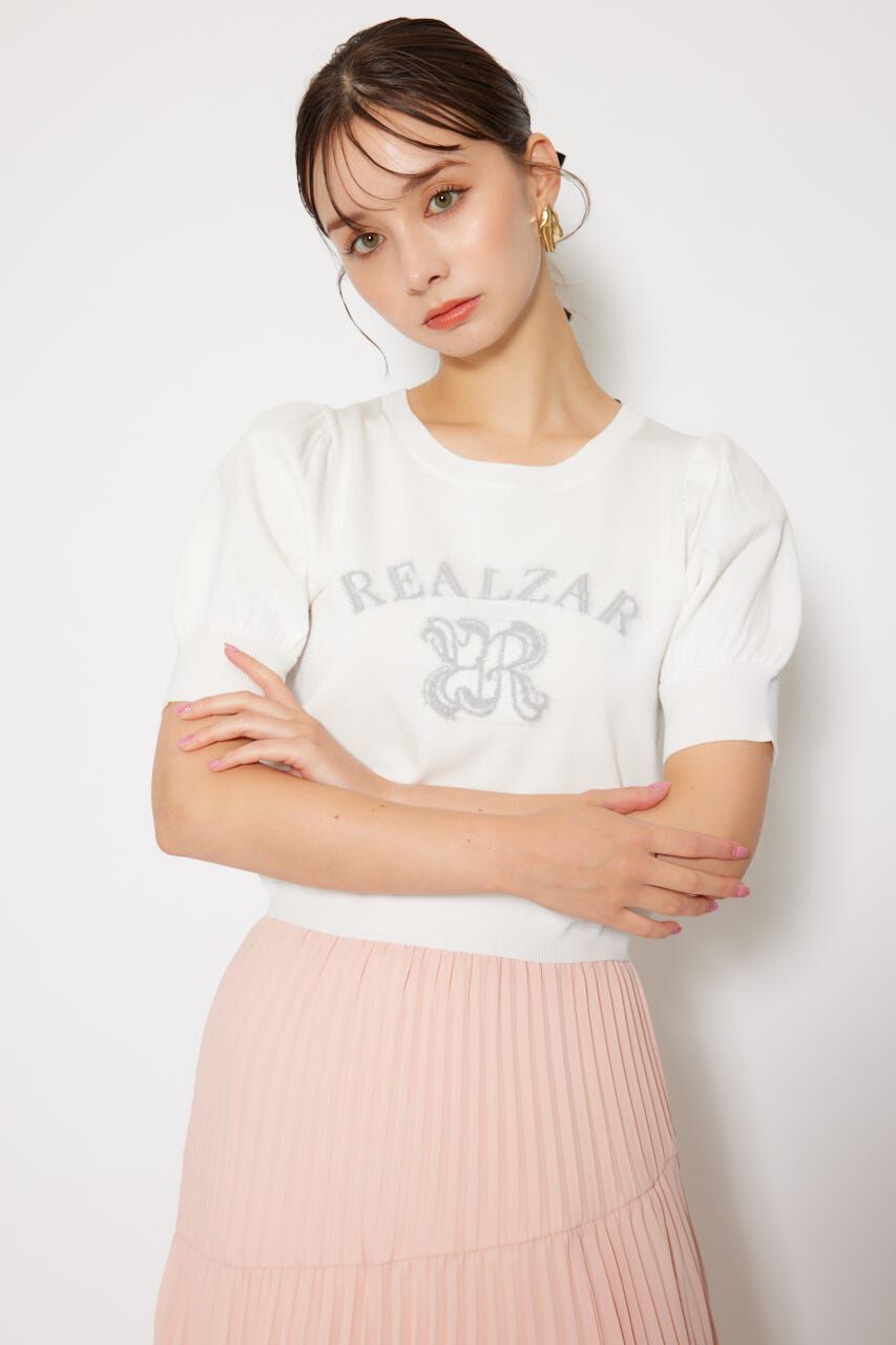 rienda「ジャガードロゴニットトップス」|ニット・セーター|