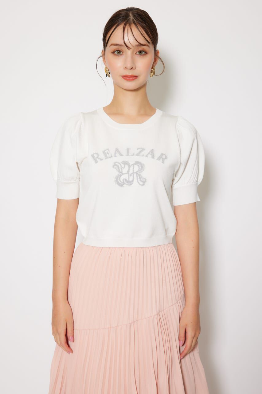 rienda「ジャガードロゴニットトップス」|ニット・セーター|