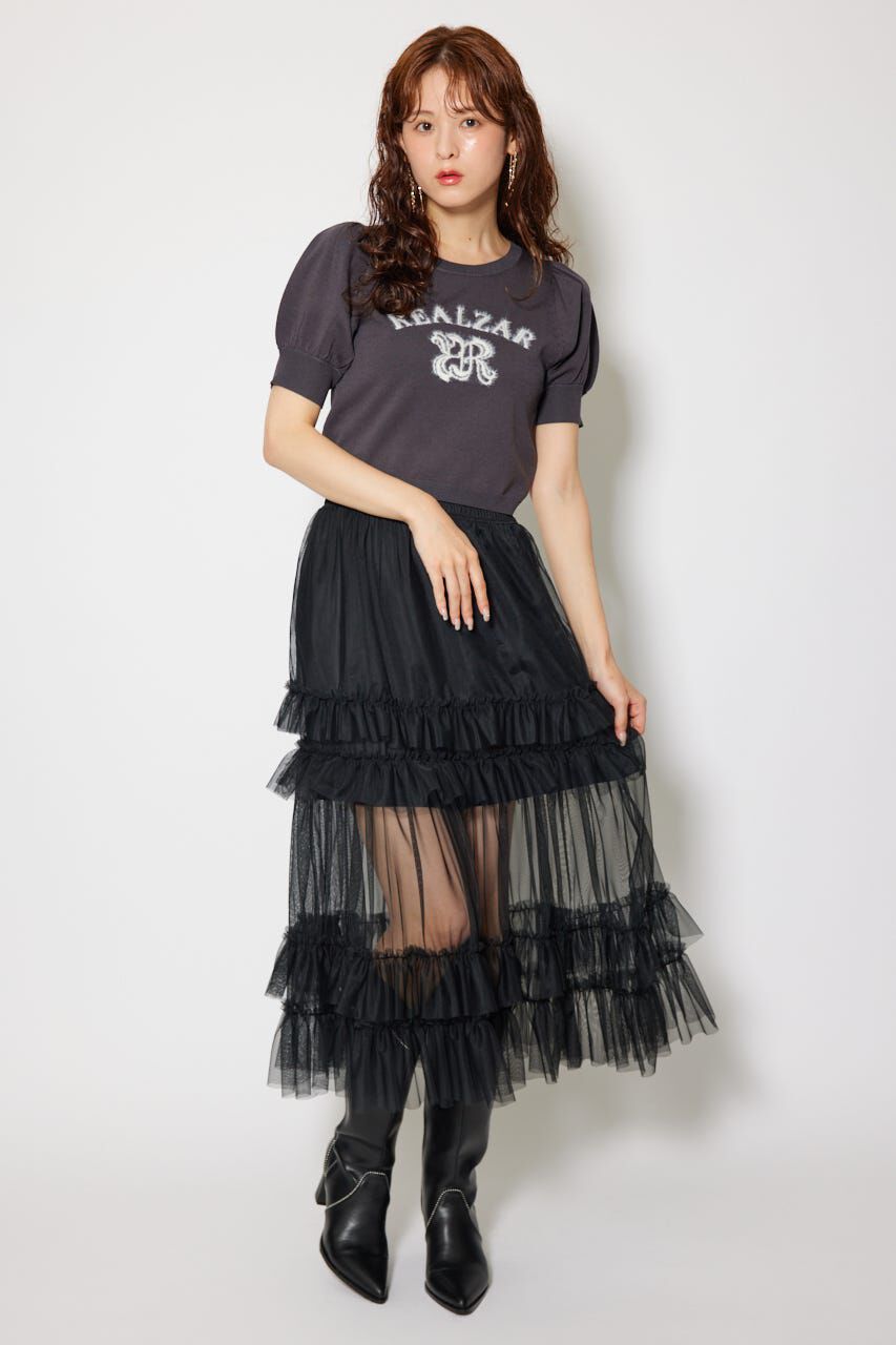 rienda「ジャガードロゴニットトップス」|ニット・セーター|