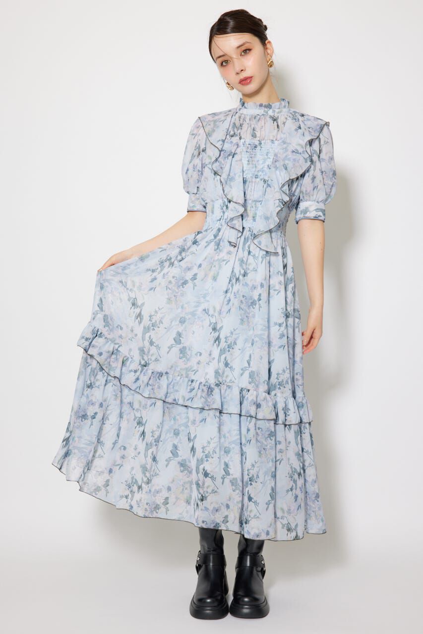 rienda「フロントロングフリルマルチパターンワンピース」|ワンピース|