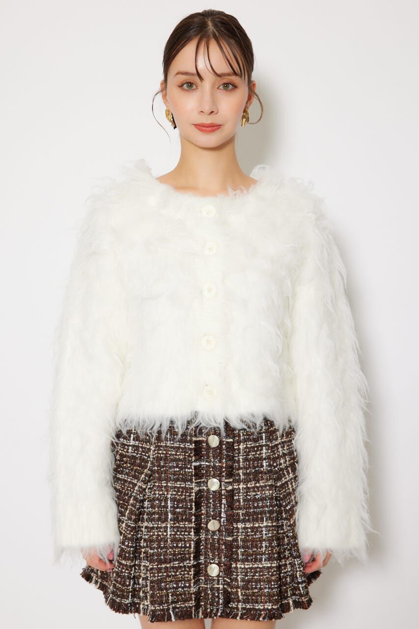 rienda「2WAYロングシャギーショートニットカーディガン」|カーディガン|