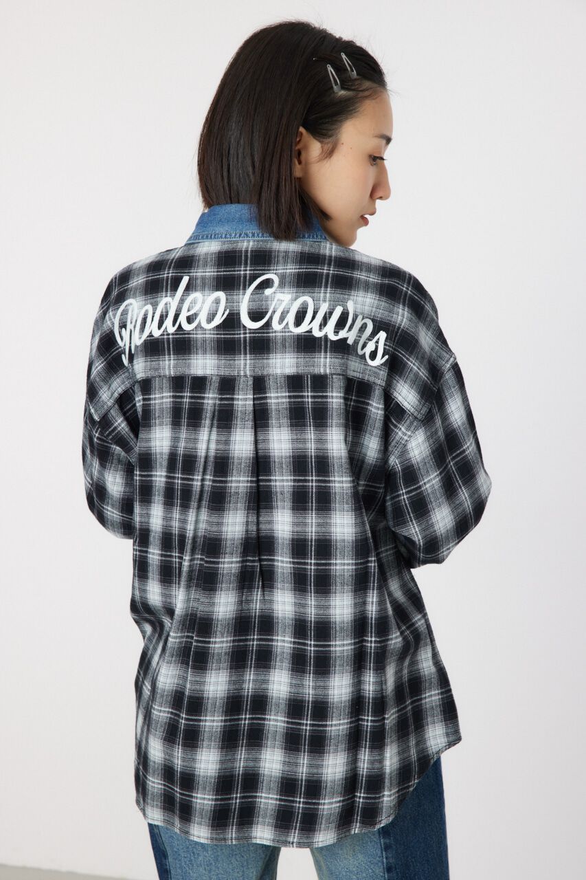 RODEO CROWNS「デニムドッキングチェックシャツ」|シャツ・ブラウス|