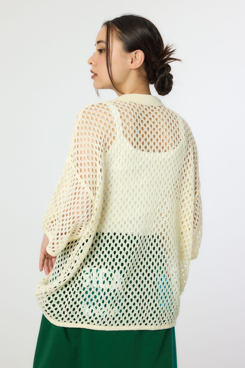 RODEO CROWNS「襟付きメッシュニットカーディガン」|ニット・セーター|