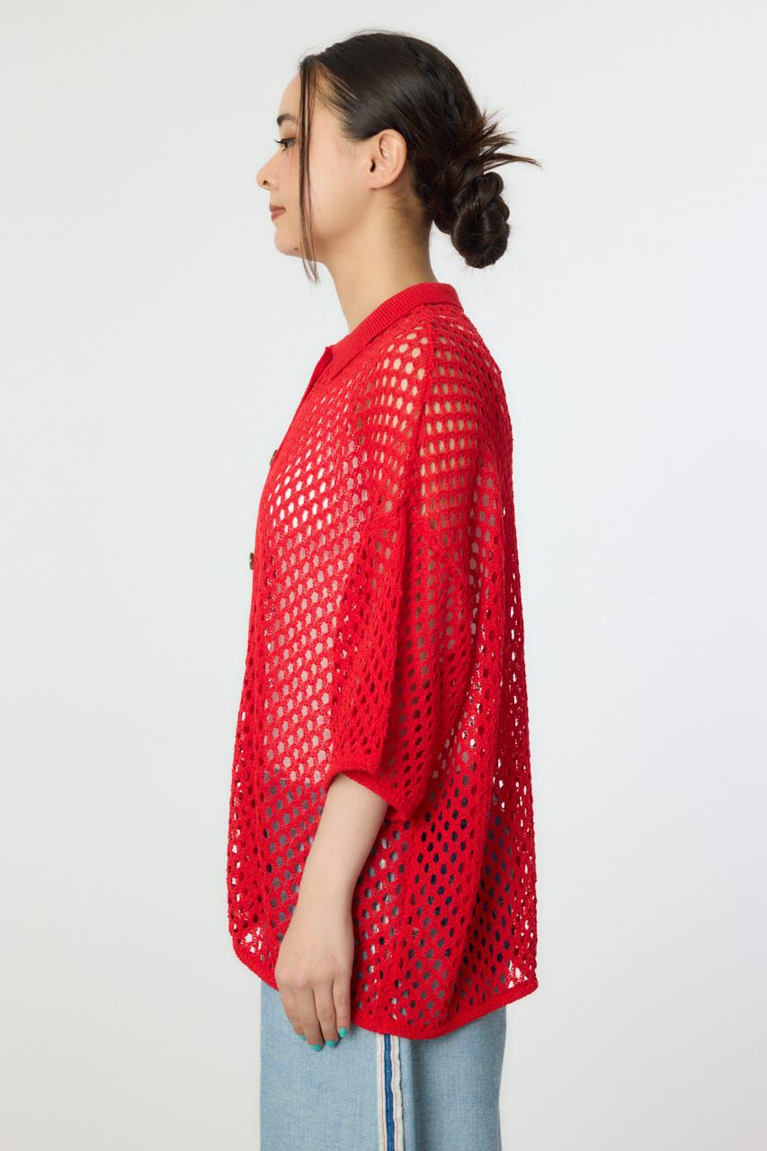 RODEO CROWNS「襟付きメッシュニットカーディガン」|ニット・セーター|