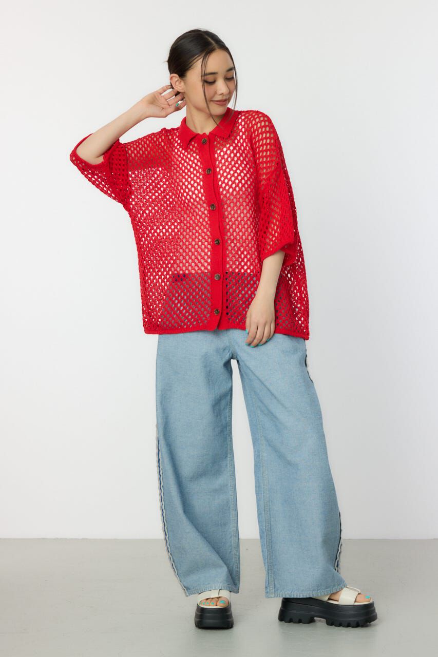 RODEO CROWNS「襟付きメッシュニットカーディガン」|ニット・セーター|