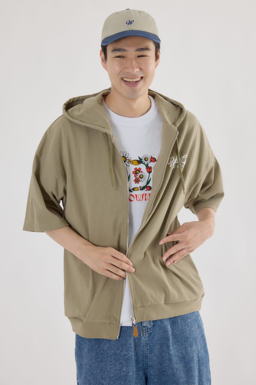 RODEO CROWNS「ハーフスリーブロゴZIPパーカー」|パーカー|