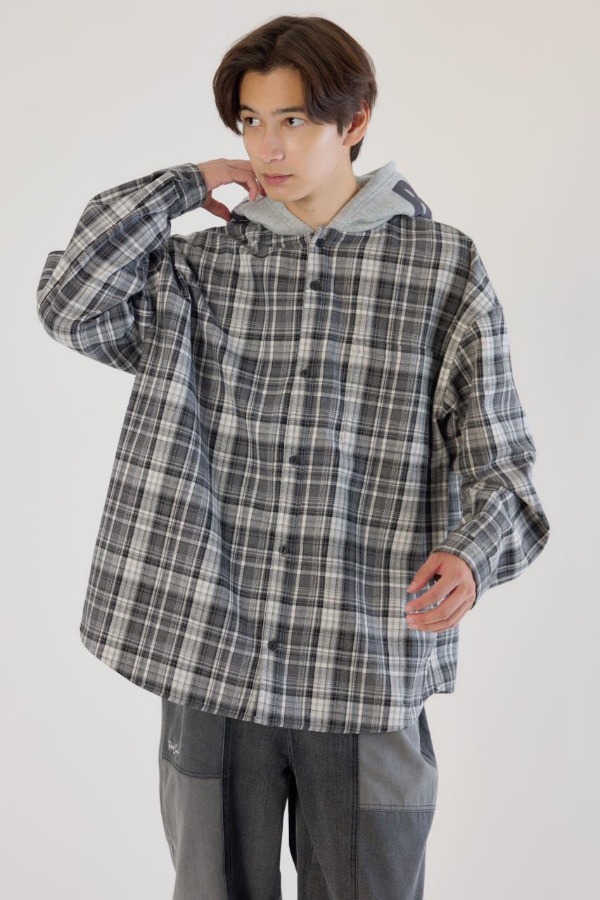 RODEO CROWNS「ボンディングフーデッドチェックシャツ」|シャツ・ブラウス|