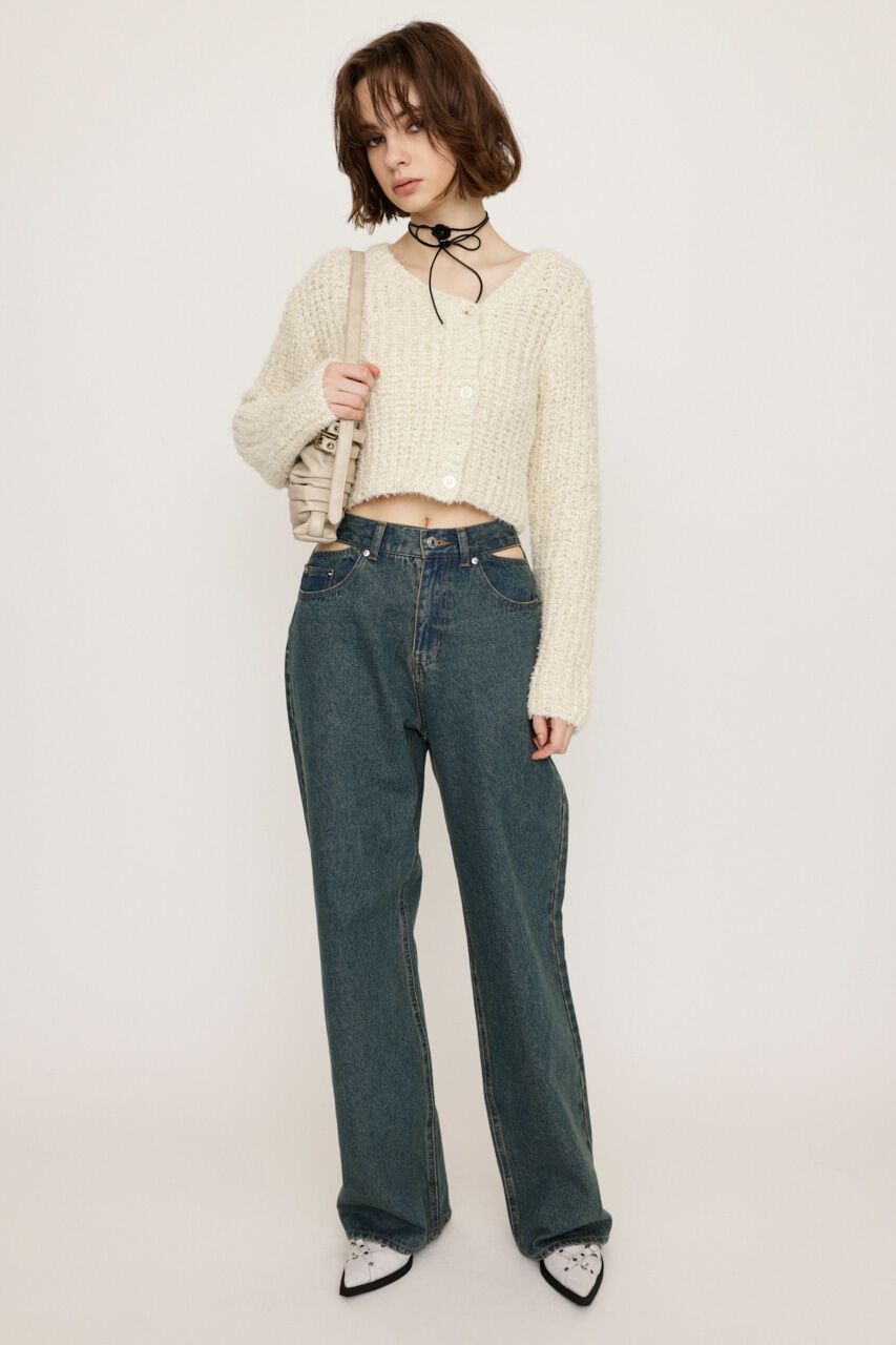 SLY「TAPE YARN SLANT NECK カーディガン」|ニット・セーター|