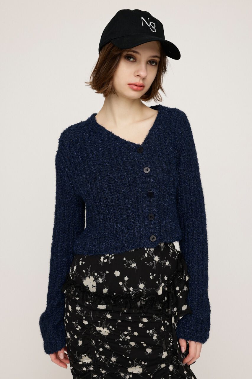 SLY「TAPE YARN SLANT NECK カーディガン」|ニット・セーター|