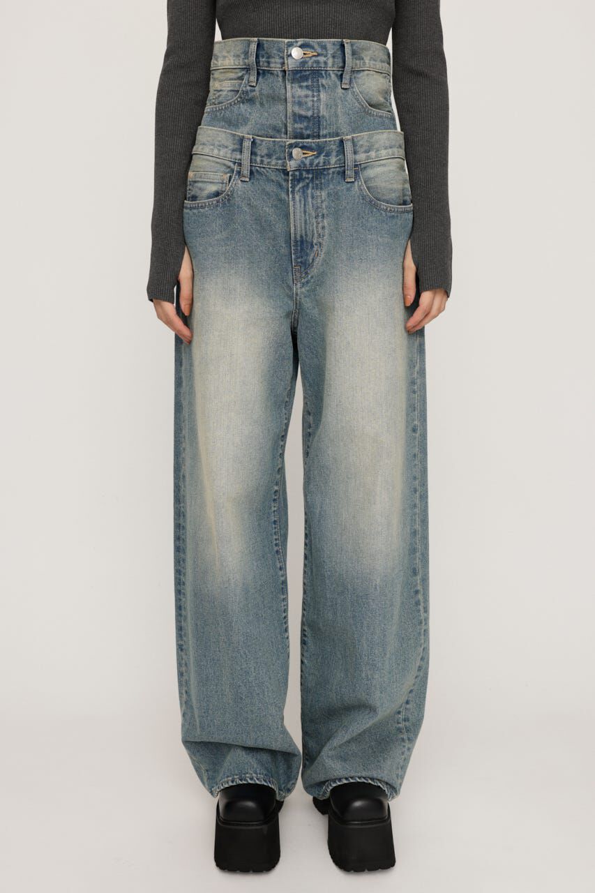 SLY「LAYERED STRAIGHT DENIM パンツ」|デニム|