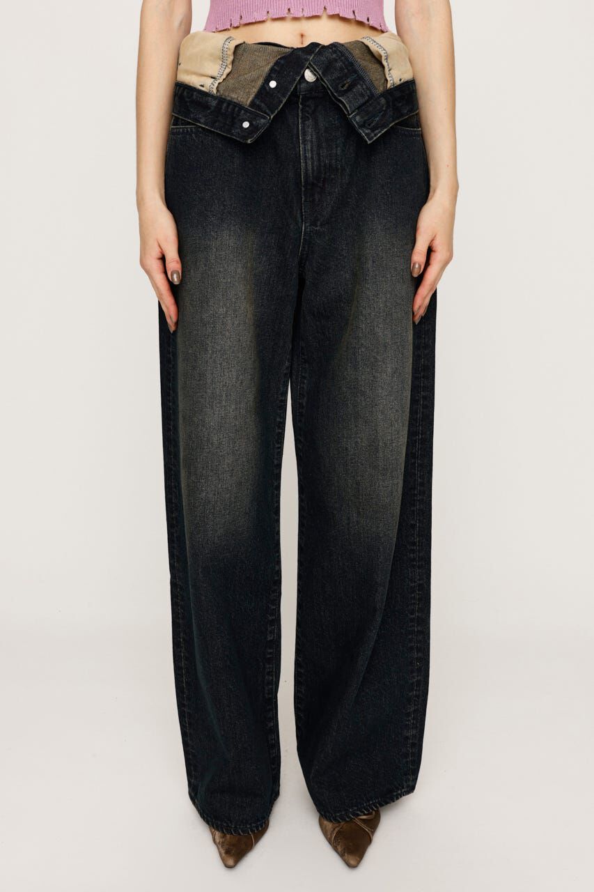 SLY「LAYERED STRAIGHT DENIM パンツ」|デニム|