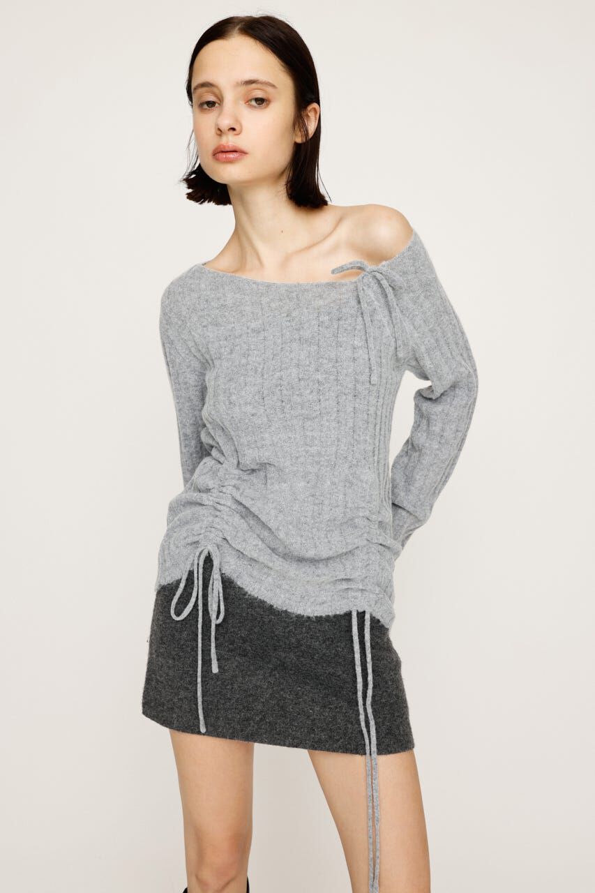 SLY「GATHER RIBBON KNIT トップス」|ニット・セーター|T.GRY