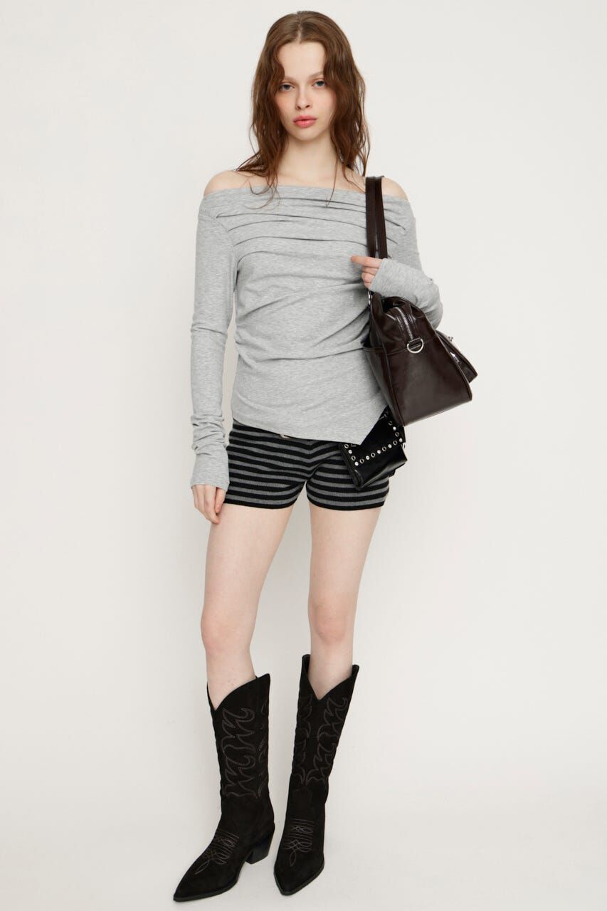 SLY「OFF SHOULDER TUCK トップス」|Tシャツ・カットソー|