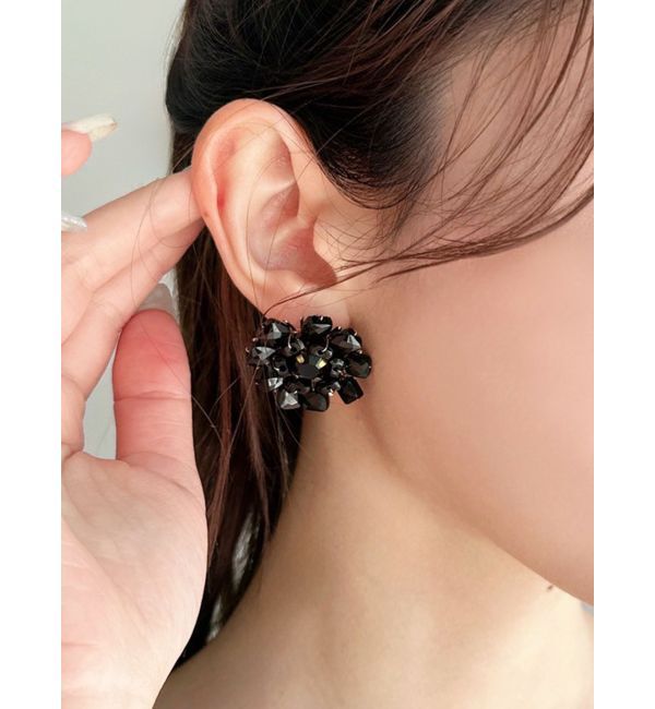 RESEXXY「ビーズビックフラワーピアス」|ピアス|ブラック
