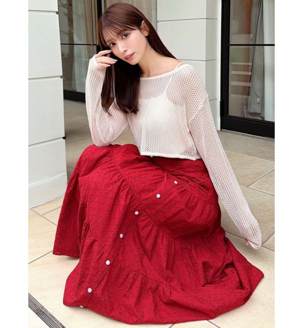 RESEXXY「透かし編みクロップドニットトップス」|ニット・セーター|