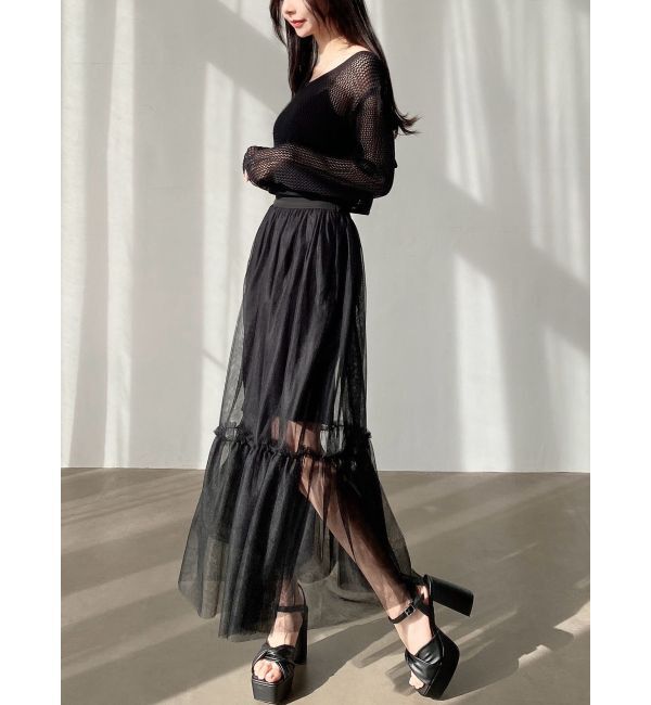 RESEXXY「透かし編みクロップドニットトップス」|ニット・セーター|