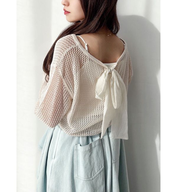 RESEXXY「透かし編みクロップドニットトップス」|ニット・セーター|