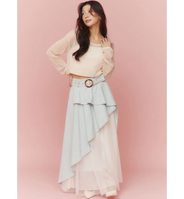 RESEXXY「透かし編みクロップドニットトップス」|ニット・セーター|